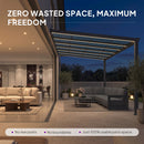 PURPLE LEAF Wall Mounted Gazebo with Gray Polycarbonate Roof Aluminum Frame Patio Cover with Strip Light for Porch