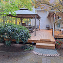 PURPLE LEAF Outdoor Hardtop Gazebo Champagne Metal Frame Galvanized Steel Double Roof with Curtains and Netting for Poolside