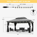 PURPLE LEAF Patio Gazebo for Pool Light Grey Hardtop Galvanized Steel Roof with String Lights-clear
