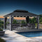 PURPLE LEAF Patio Hardtop Gazebo for Outdoor Grey Galvanized Steel Double Roof White Aluminum Poles with Curtains and String Lights-clear