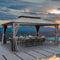 PURPLE LEAF Patio Gazebo for Backyard Grey Hardtop Galvanized Steel Roof Awning with Upgrade Curtain
