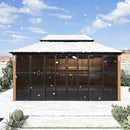 PURPLE LEAF Sunroom Hardtop Gazebo Solarium Wood Grain  Galvanized Steel Double Roof All-Weather Aluminum Outdoor Screen House