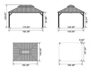 PURPLE LEAF Patio Gazebo for Backyard Grey Hardtop Galvanized Steel Roof Awning with Reinforcement Support Rod