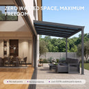 PURPLE LEAF Wall Mounted Gazebo with Gray Polycarbonate Roof Aluminum Frame Patio Cover for Porch