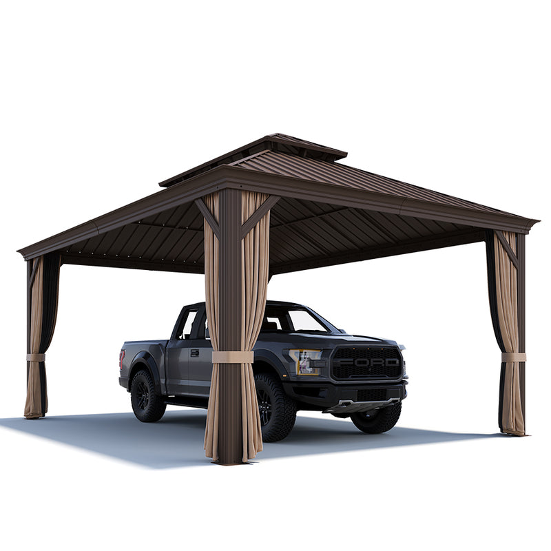 PURPLE LEAF Outdoor Metal Carport Gazebo Bronze Steel Roof Aluminum Frame Shelter for Parking