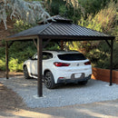 PURPLE LEAF Outdoor Metal Carport Gazebo Bronze Steel Roof Aluminum Frame Shelter for Parking