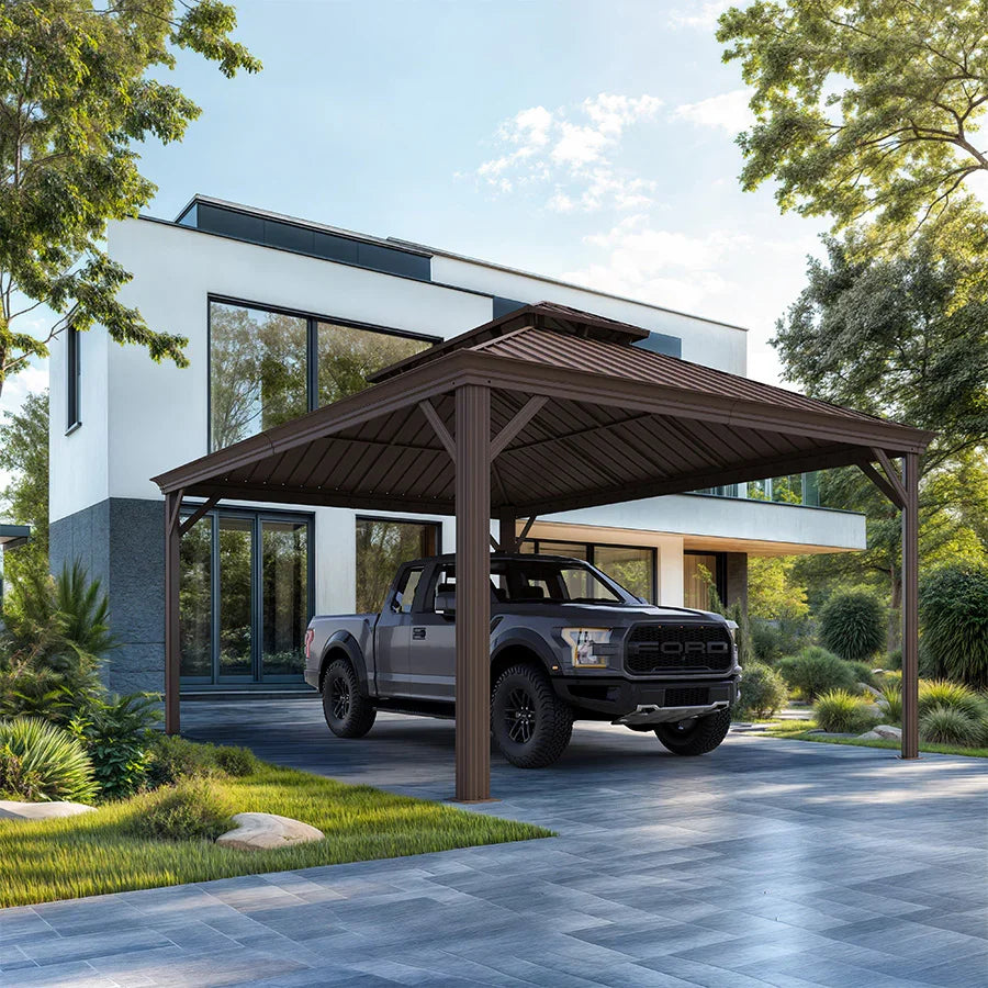Outdoor Hardtop Gazebo Double Roof | Galvanized Steel Canopy