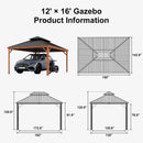 PURPLE LEAF Outdoor Aluminum Carport Heavy-Duty with Wood Grain Aluminum Frame
