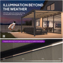 PURPLE LEAF Wall Mounted Gazebo with Gray Polycarbonate Roof Aluminum Frame Patio Cover with Retractable Pleated Shades and LED Strip Light