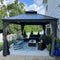 PURPLE LEAF Patio Gazebo for Backyard Grey Hardtop Galvanized Steel Roof Awning with Upgrade Curtain