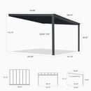 PURPLE LEAF Wall Mounted Gazebo with Gray Polycarbonate Roof Aluminum Frame Patio Cover for Porch