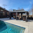 PURPLE LEAF Patio Gazebo for Backyard Grey Hardtop Galvanized Steel Roof Awning String Lights-milky