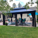 PURPLE LEAF Patio Gazebo for Backyard Grey Hardtop Galvanized Steel Roof Awning with Upgrade Curtain