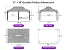 PURPLE LEAF Hardtop Gazebo for Patio Wood Grain Galvanized Steel Frame Awning with Lights