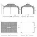 PURPLE LEAF Patio Gazebo for Backyard Grey Hardtop Galvanized Steel Roof Awning String Lights-milky