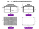 PURPLE LEAF Hardtop Gazebo for Patio Wood Grain Galvanized Steel Frame Awning with Lights