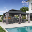 PURPLE LEAF Grey Hardtop Gazebo with Heavy Duty Galvanized Steel Double Roof with Reinforcement Support Rod