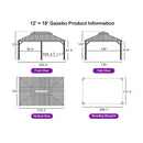 PURPLE LEAF Hardtop Gazebo for Patio Wood Grain Galvanized Steel Frame Awning with String Lights-clear