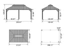 PURPLE LEAF Patio Gazebo for Backyard Grey Hardtop Galvanized Steel Roof Awning with Reinforcement Support Rod