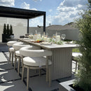 Modern PURPLE LEAF aluminum rectangle patio dining set with olefin cushions.