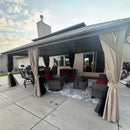 PURPLE LEAF Deck Gazebo Champagne Hardtop Metal Frame Double Roof with Curtains and Netting