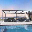 PURPLE LEAF Louvered Pergola Modern Grey Pergola with White Roof for Deck Backyard Garden