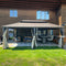 PURPLE LEAF Outdoor Hardtop Gazebo Bronze Metal Frame Galvanized Steel Double Roof with Lights-milky