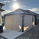 PURPLE LEAF  Outdoor Hardtop Gazebo Bronze Aluminum Frame Galvanized Steel Double Roof with Lights-clear