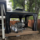 PURPLE LEAF Patio Gazebo for Backyard Grey Hardtop Galvanized Steel Roof Awning with Upgrade Curtain