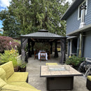 PURPLE LEAF Patio Gazebo for Backyard Grey Hardtop Galvanized Steel Roof Awning with String Lights-clear