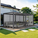 PURPLE LEAF Athena Louvered Pergola Grey Outdoor Aluminum Pergola with Roller Blinds Adjustable Gazebo Rainproof for Patio Deck Garden