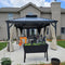 PURPLE LEAF Outdoor Hardtop Gazebo for Patio Grey Aluminum Frame Pavilion with Khaki curtains and String Lights