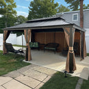 PURPLE LEAF Outdoor Hardtop Gazebo for Garden Bronze Double Roof Aluminum Frame Pavilion