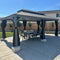 PURPLE LEAF Patio Gazebo for Pool Light Grey Hardtop Galvanized Steel Roof with Upgraded Curtains