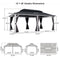 PURPLE LEAF Patio Hardtop Gazebo for Outdoor Grey Galvanized Steel Double Roof White Aluminum Poles with Curtains and Netting