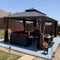 PURPLE LEAF Outdoor Hardtop Gazebo for Garden Bronze Double Roof Aluminum Frame Pavilion with String Lights