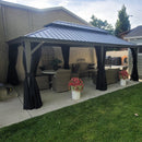 PURPLE LEAF Patio Gazebo for Pool Light Grey Hardtop Galvanized Steel Roof with Upgraded Curtains