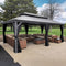 PURPLE LEAF Patio Gazebo for Pool Light Grey Hardtop Galvanized Steel Roof with Upgraded Curtains