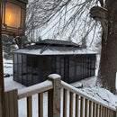 PURPLE LEAF Sunroom Hardtop Gazebo Solarium Grey Galvanized Steel Double Roof  All-Weather Aluminum Outdoor Screen House