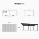 PURPLE LEAF Athena Louvered Pergola Grey Outdoor Aluminum Pergola with Roller Blind Adjustable Gazebo for Patio Deck Garden