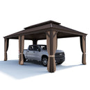 PURPLE LEAF Outdoor Metal Carport Gazebo Bronze Steel Roof Aluminum Frame Shelter for Parking