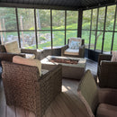 PURPLE LEAF Sunroom Hardtop Gazebo Solarium Grey Galvanized Steel Double Roof  All-Weather Aluminum Outdoor Screen House with String Lights