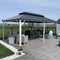 PURPLE LEAF Patio Hardtop Gazebo for Outdoor Grey Galvanized Steel Double Roof White Aluminum Poles with Curtains and String Lights-clear
