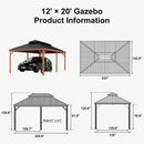 PURPLE LEAF Outdoor Aluminum Carport Heavy-Duty with Wood Grain Aluminum Frame