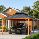 PURPLE LEAF Outdoor Aluminum Carport Heavy-Duty with Wood Grain Aluminum Frame