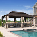 PURPLE LEAF  Outdoor Hardtop Gazebo Bronze Aluminum Frame Galvanized Steel Double Roof for Patio Pool with Reinforcement Support Rod