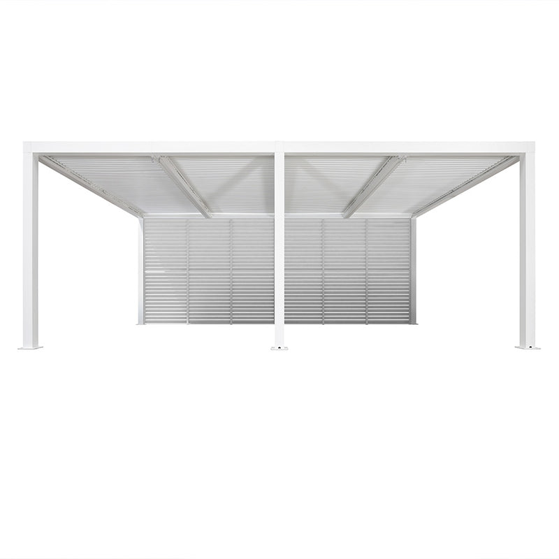 PURPLE LEAF Louvered Pergola white Outdoor Aluminum Pergola with Shutter Wall Adjustable Gazebo Rainproof for Patio Deck Garden