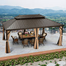 PURPLE LEAF Outdoor Hardtop Gazebo for Garden Bronze Double Roof Aluminum Frame Pavilion with Reinforcement Support Rod