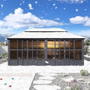 PURPLE LEAF Sunroom Hardtop Gazebo Solarium Grey Galvanized Steel Double Roof  All-Weather Aluminum Outdoor Screen House