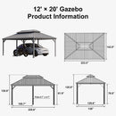 PURPLE LEAF Light Grey Metal Carport with Galvanized Steel Roof Heavy Duty Permanent Outdoor Car Shelter